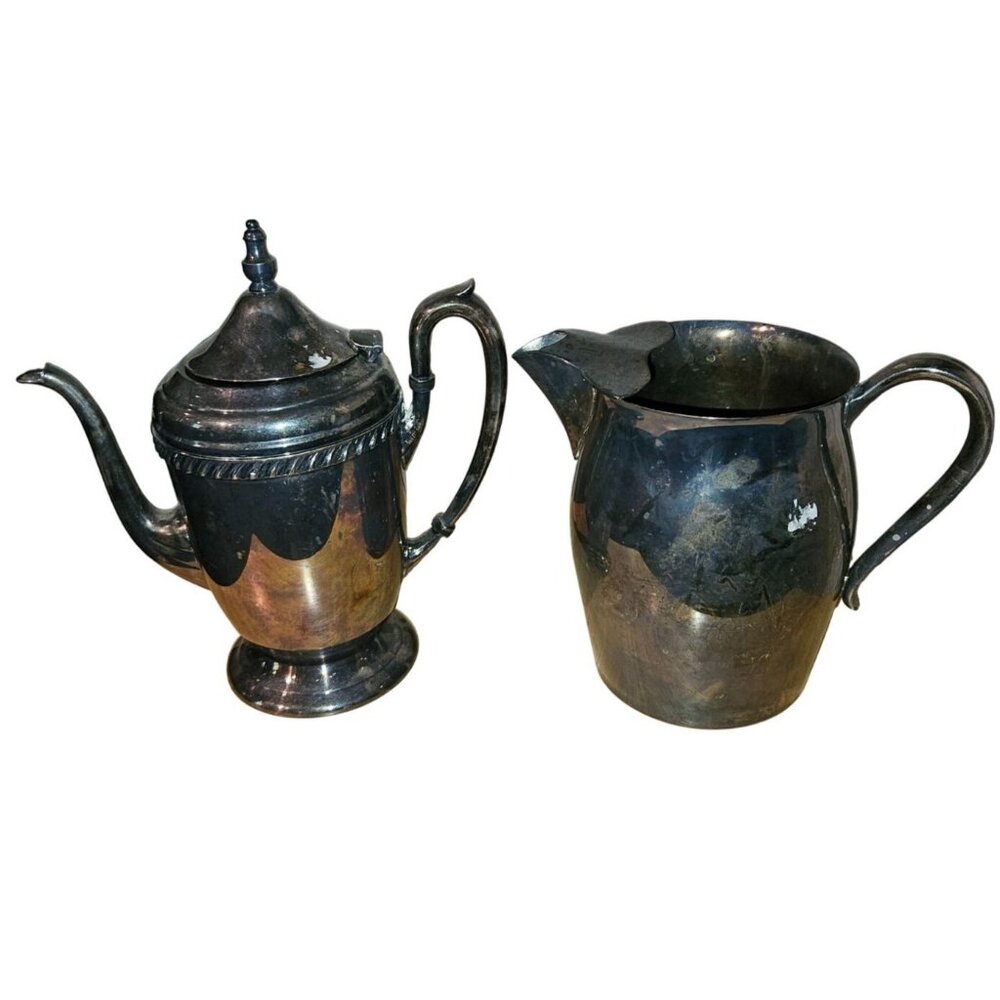 2 lot Vintage Silver Plated Water Coffee Tea Pitcher10" Sheets Co &‎ Paul Revere